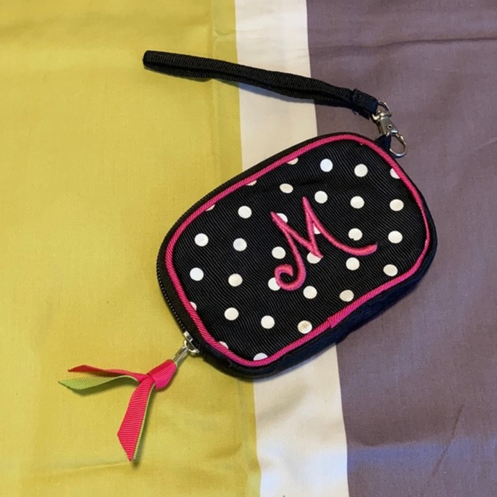 FREE letter M embroidered wallet forever 21 pink black white polka dot